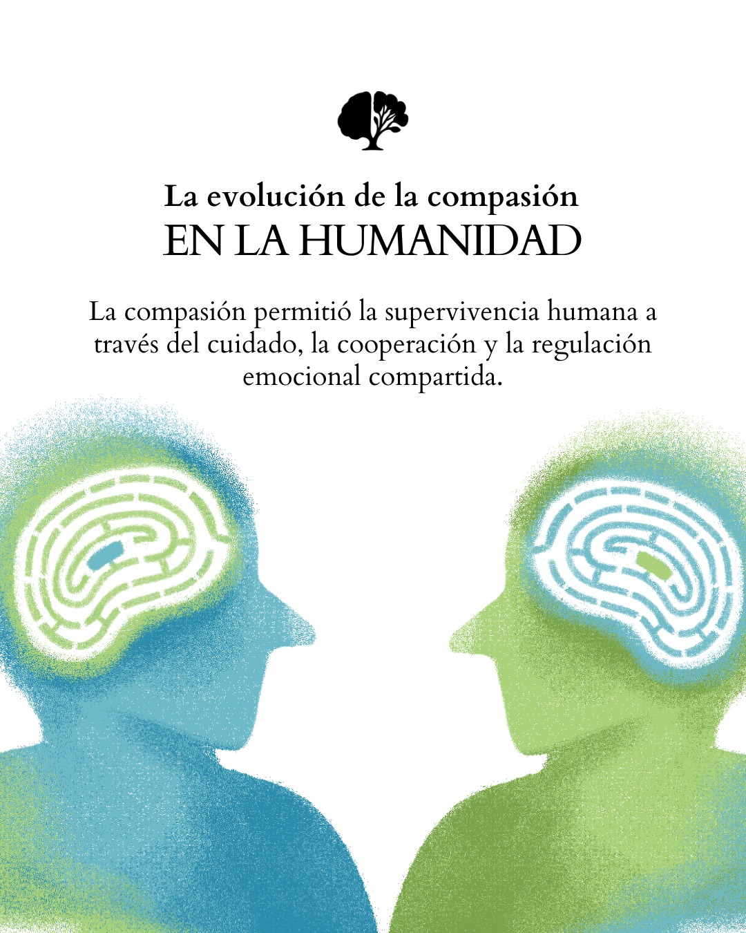 Publicación de Mentis Viva en Instagram sobre la compasión como estrategia evolutiva