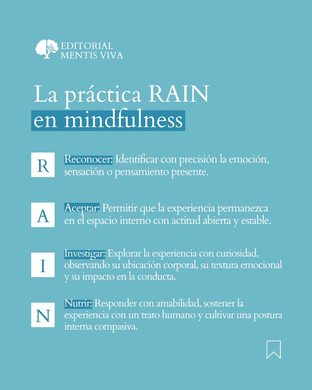 Publicación de Mentis Viva en Instagram sobre la práctica rain en mindfulness clínico