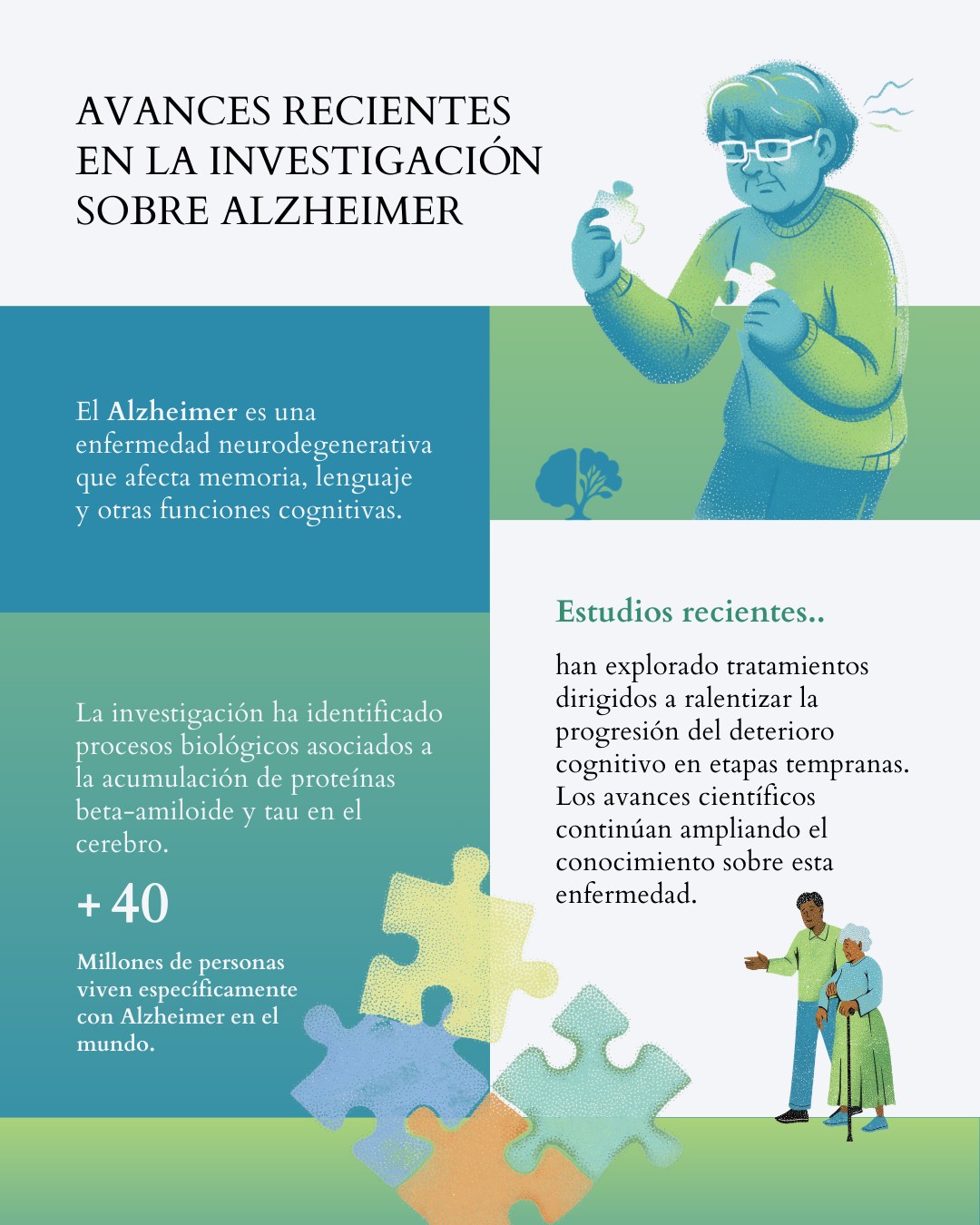 Publicación de Mentis Viva en Instagram sobre alzheimer y acompañamiento psicológico