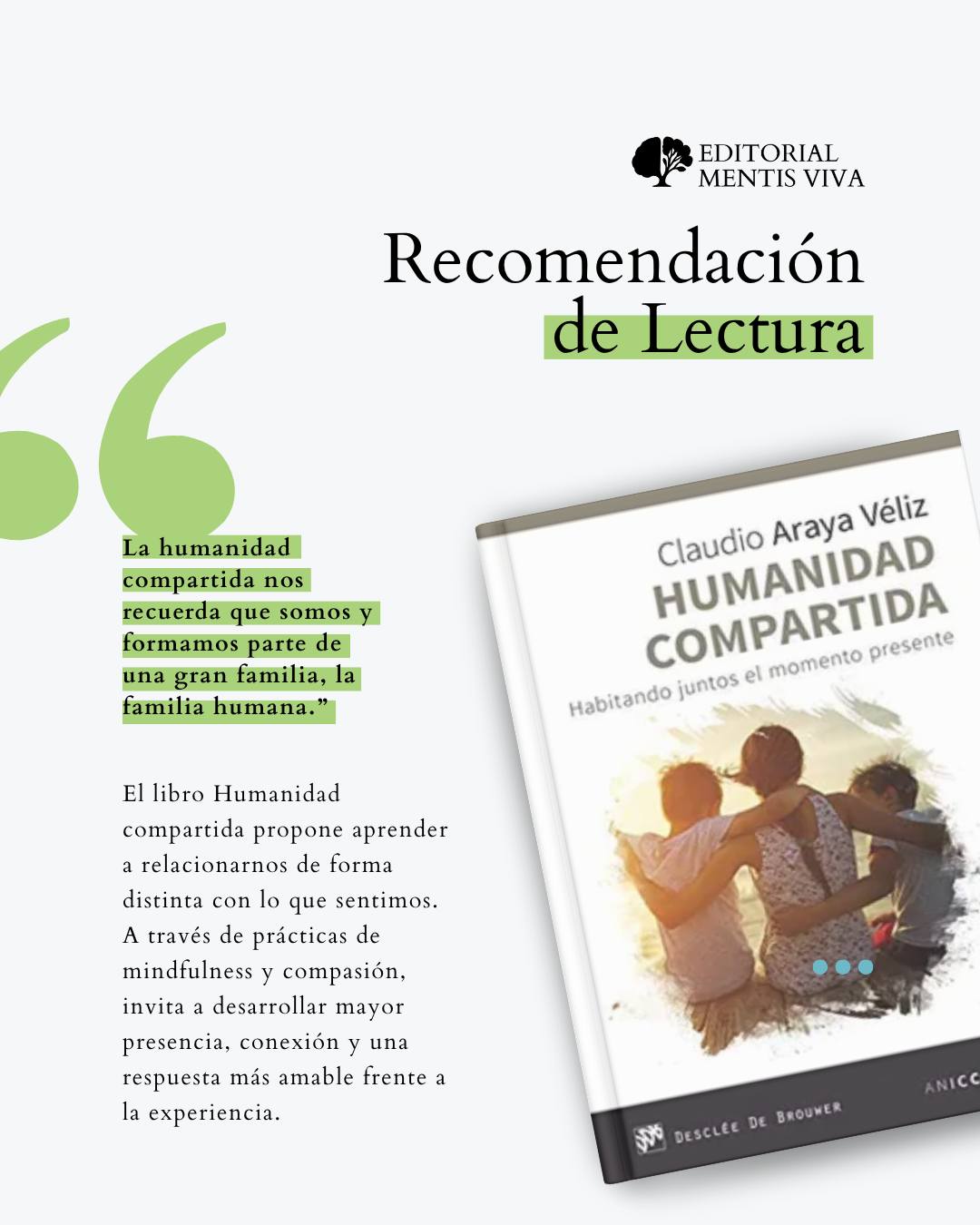 Publicación de Mentis Viva en Instagram sobre entrenar mindfulness y compasión en la vida cotidiana