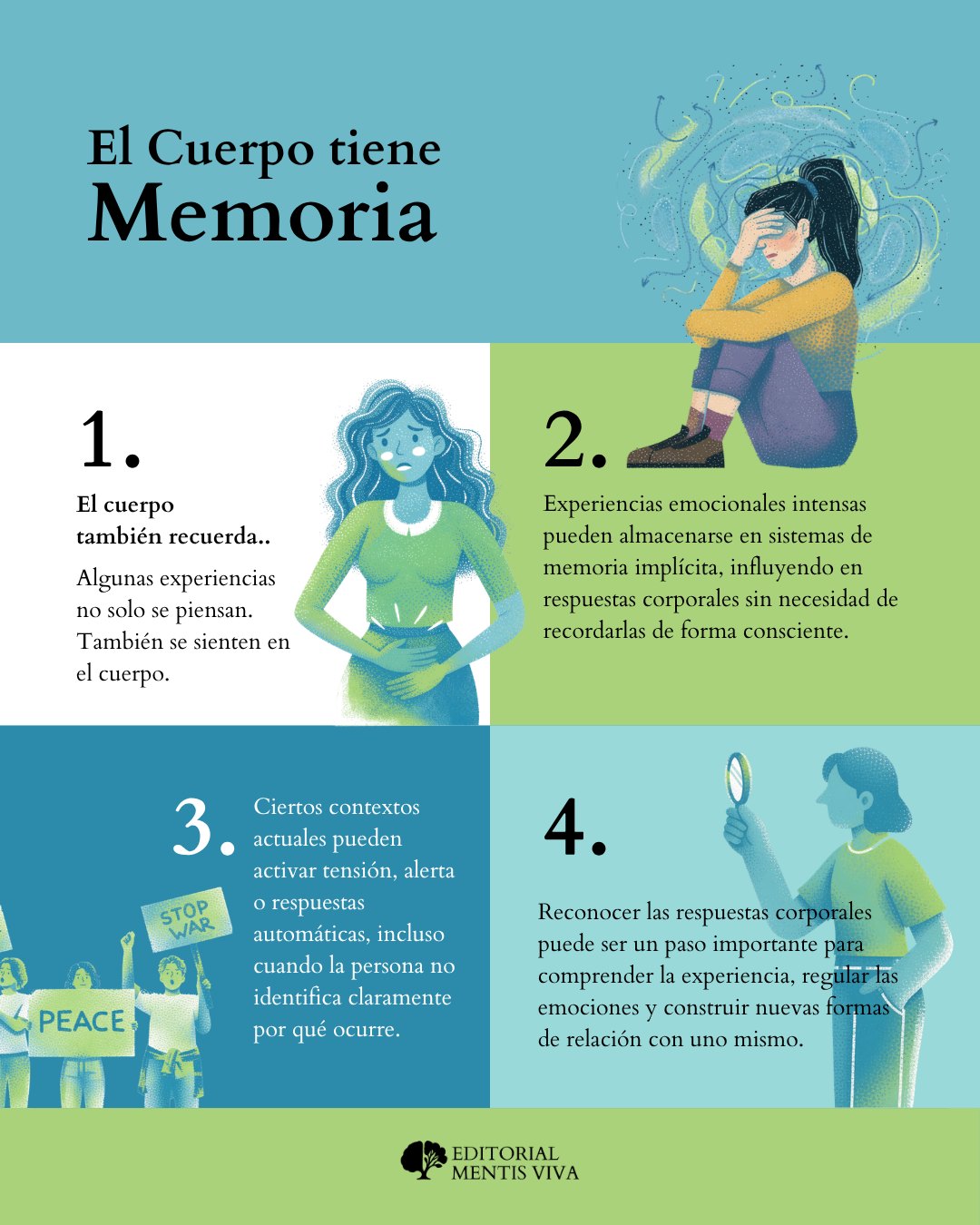 Publicación de Mentis Viva en Instagram sobre el trauma que se siente en el cuerpo