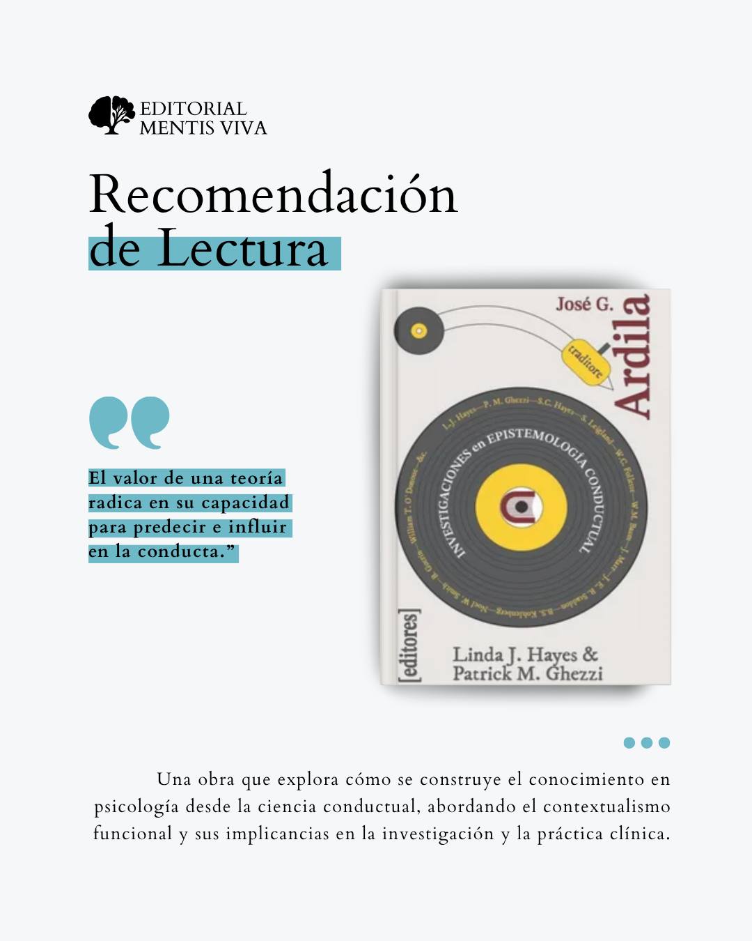 Publicación de Mentis Viva en Instagram sobre por qué importa la epistemología en la ciencia conductual