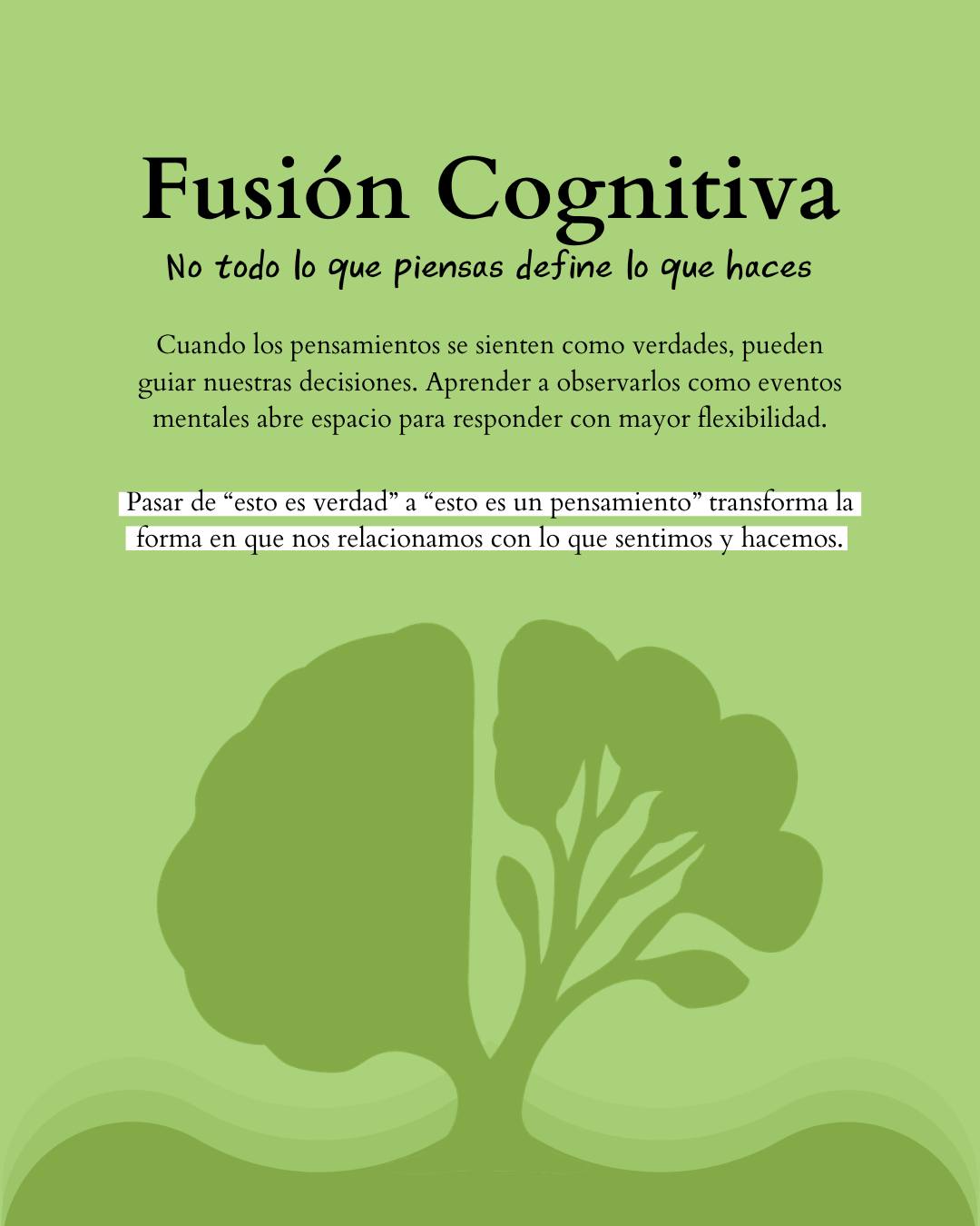 Publicación de Mentis Viva en Instagram sobre fusión cognitiva: cuando los pensamientos dirigen la conducta