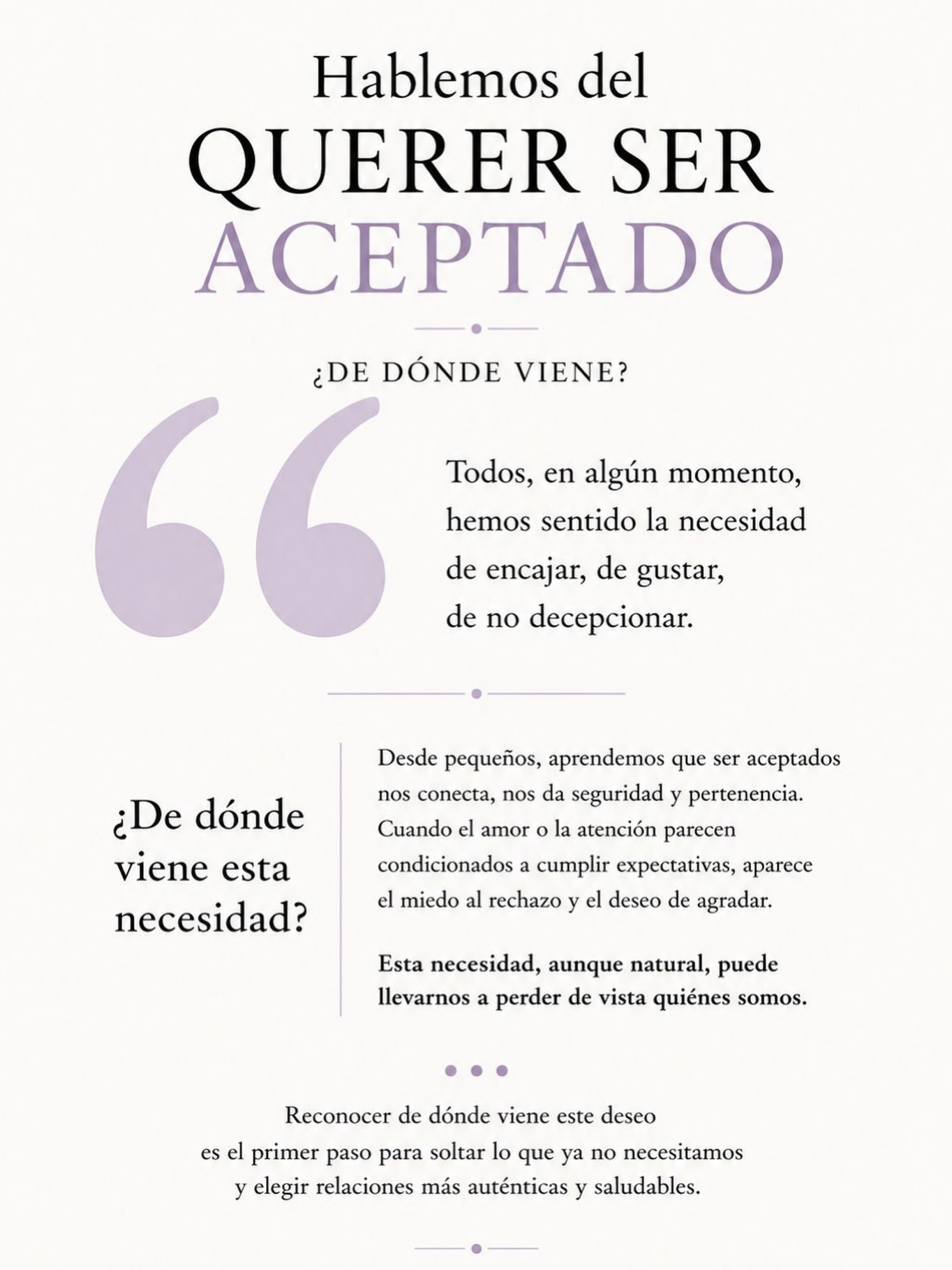 Publicación de Mentis Viva en Instagram sobre la necesidad de pertenecer y ser aceptado