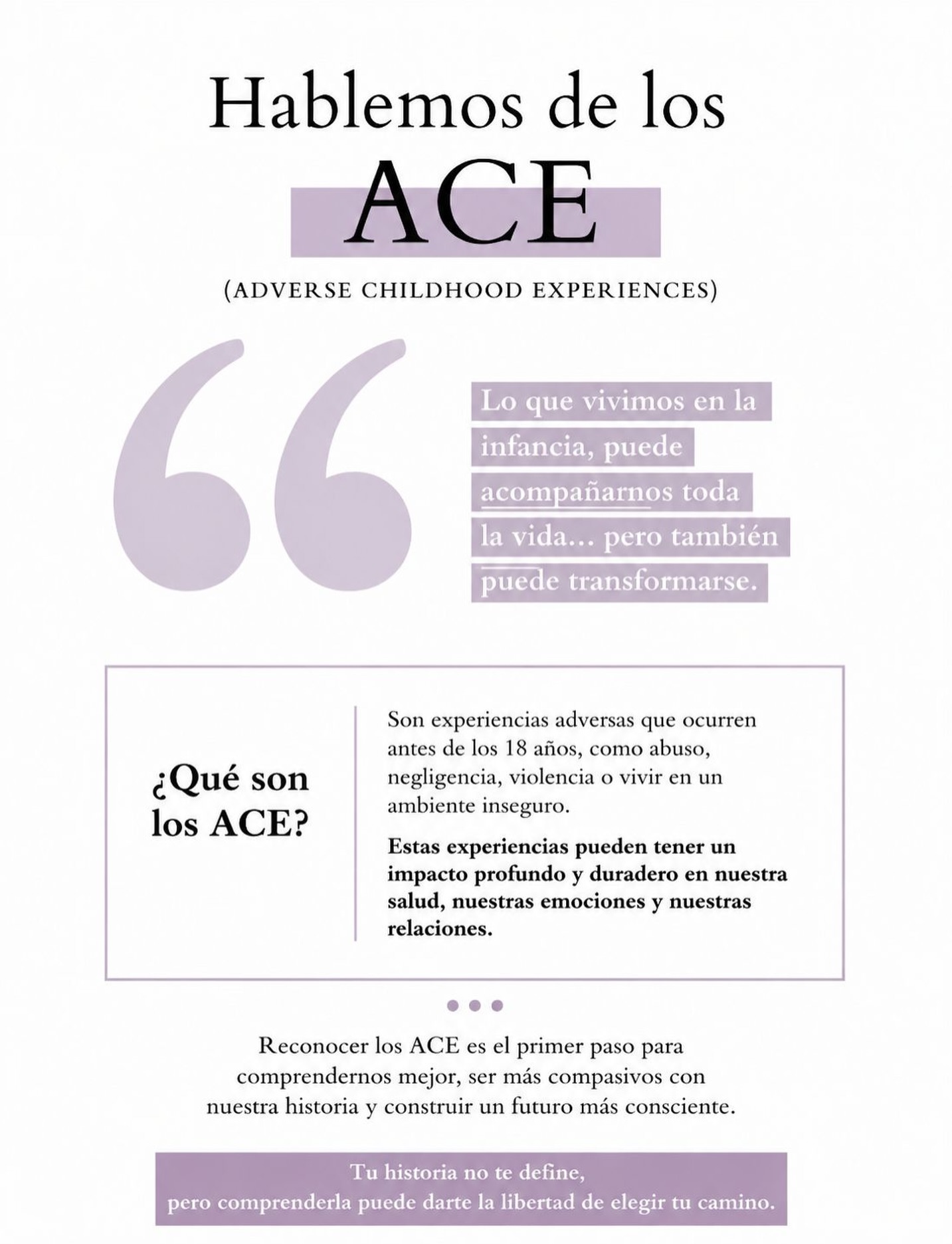 Publicación de Mentis Viva en Instagram sobre ace: experiencias adversas en la infancia y su impacto